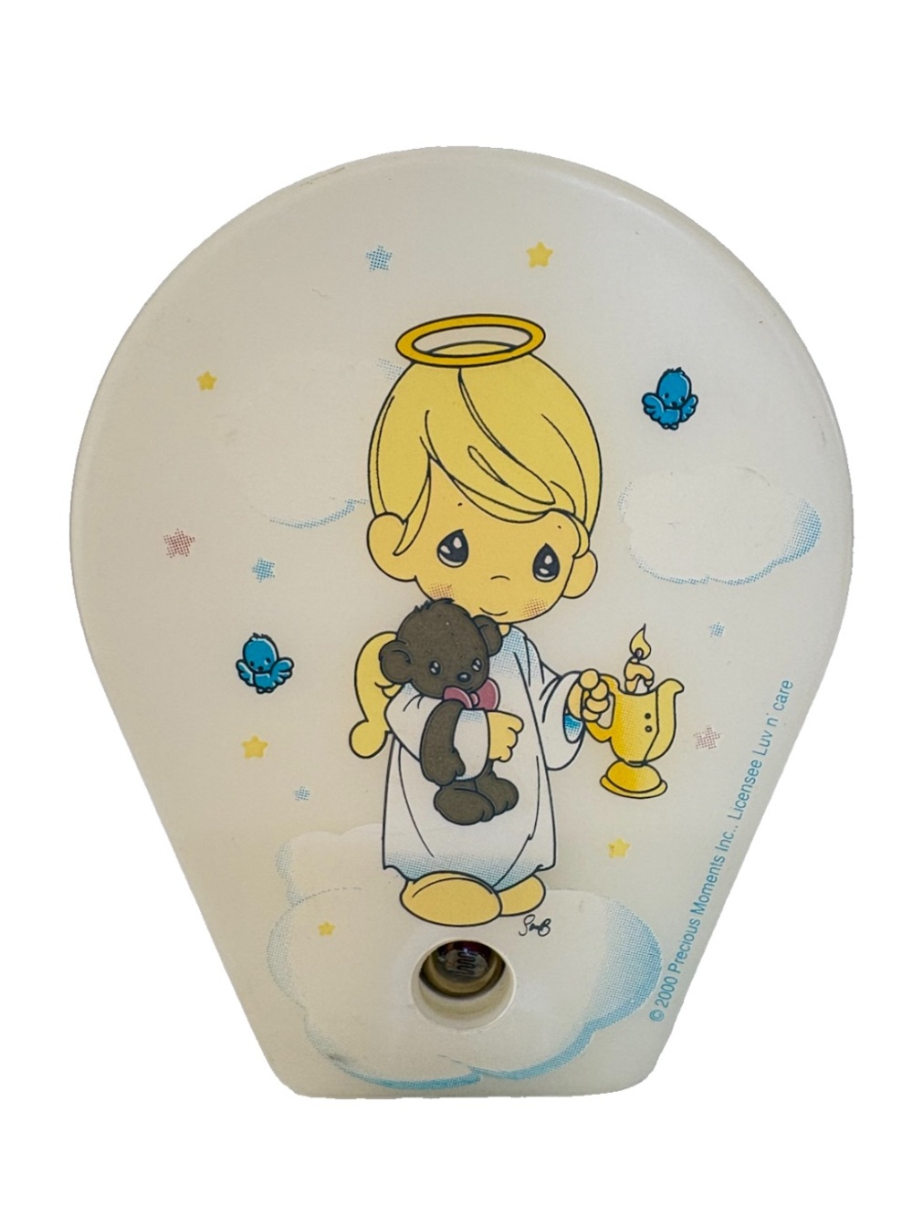 Vintage Precious Moments Nightlight Pastel Child Holding Teddy Bear